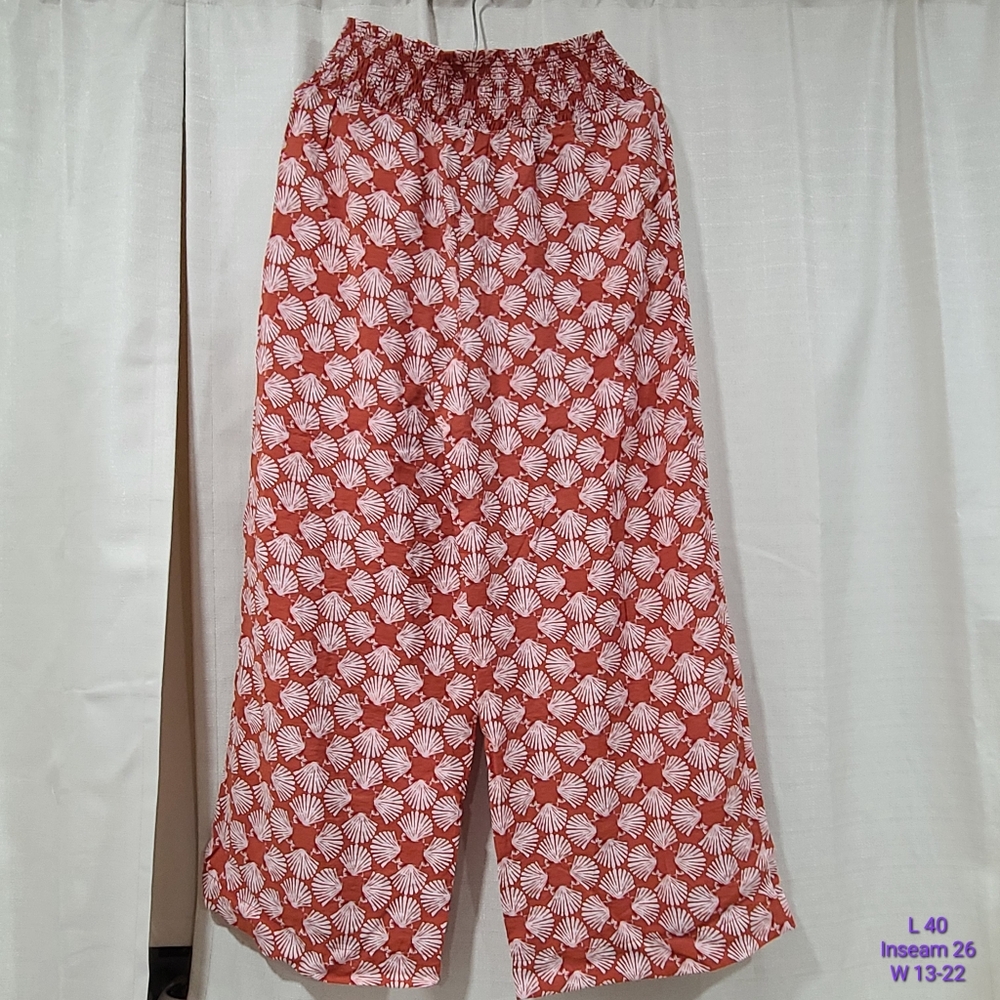 Maeve Anthropologie Seashell Printed Wide-Leg Pants Medium - Picture 3 of 15